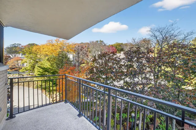 a view of balcony with a floor to ceiling window and wooden floor