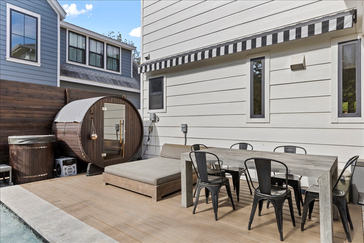 4201 Clawson Road Austin, TX 78704 - Photo 23 of 25 a view of a dinning table and chairs in patio