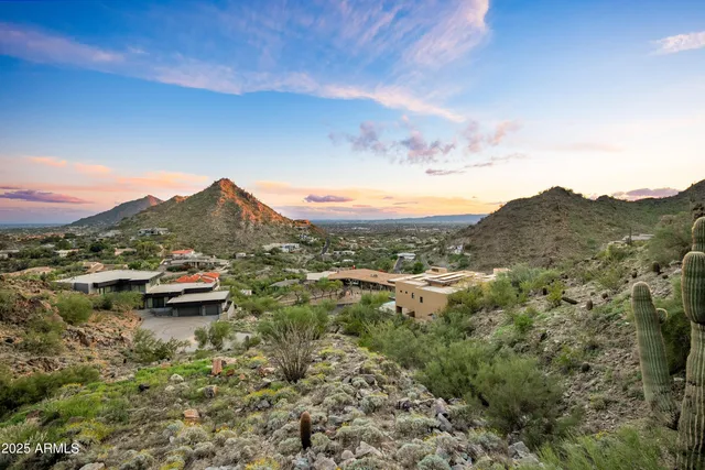 a view of city and mountain