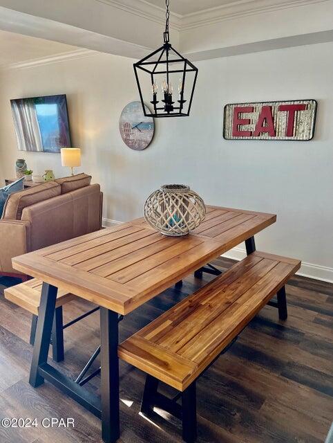 23223 Front Beach Road, Unit 703 Panama City Beach, FL 32413 - Photo 17 of 34 a view of a dining room with furniture