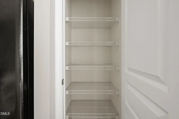 a view of walk in closet with empty racks