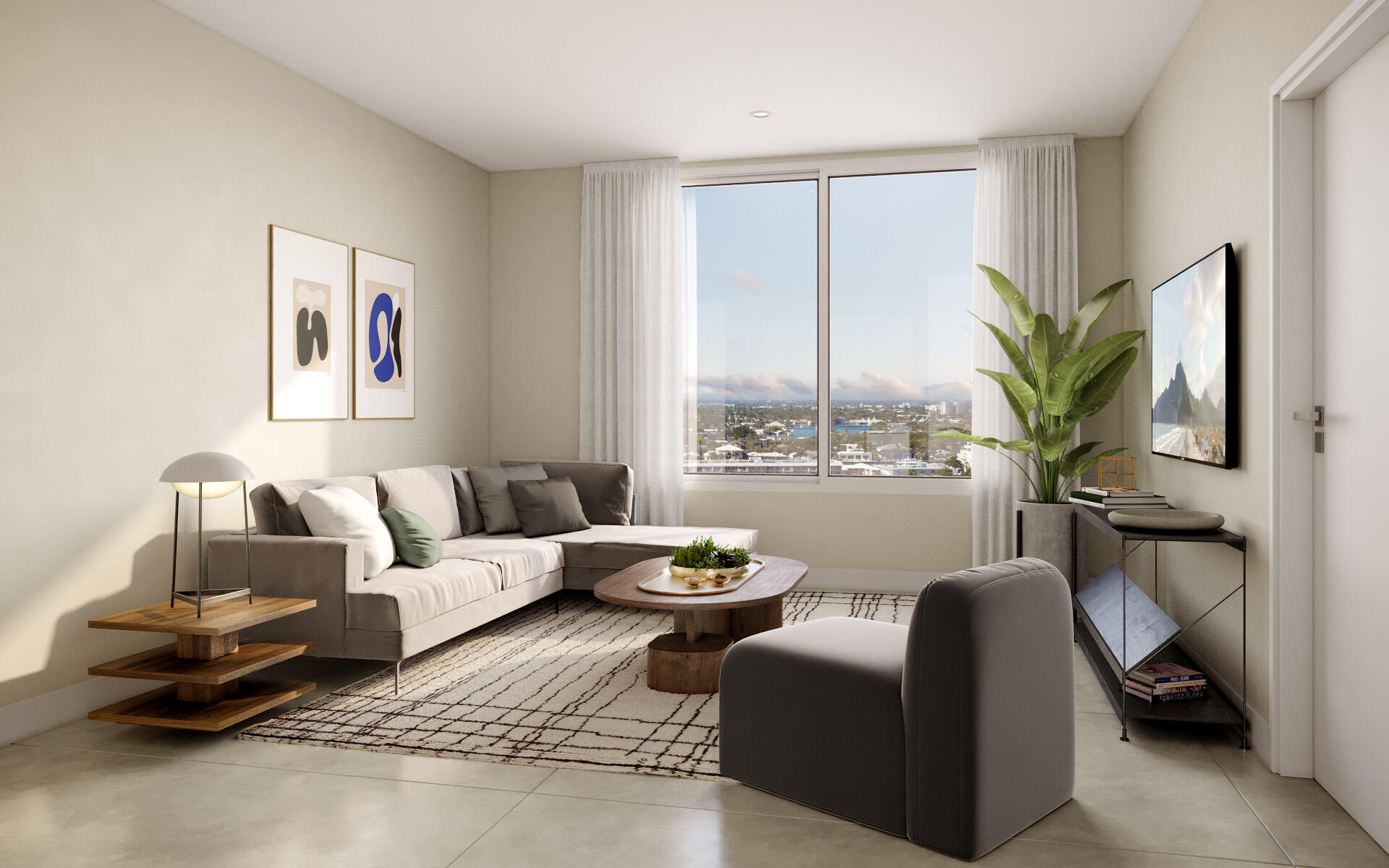 286 Northwest 29th Street, Unit 511 Miami, FL 33127 - Photo 2 of 21 a living room with furniture a lamp and a potted plant