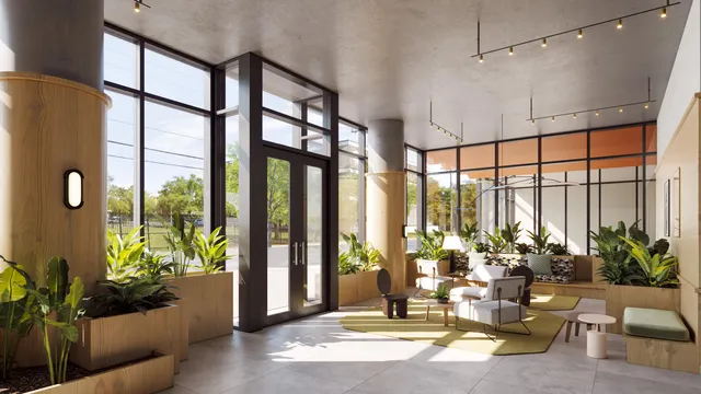 a living room with furniture