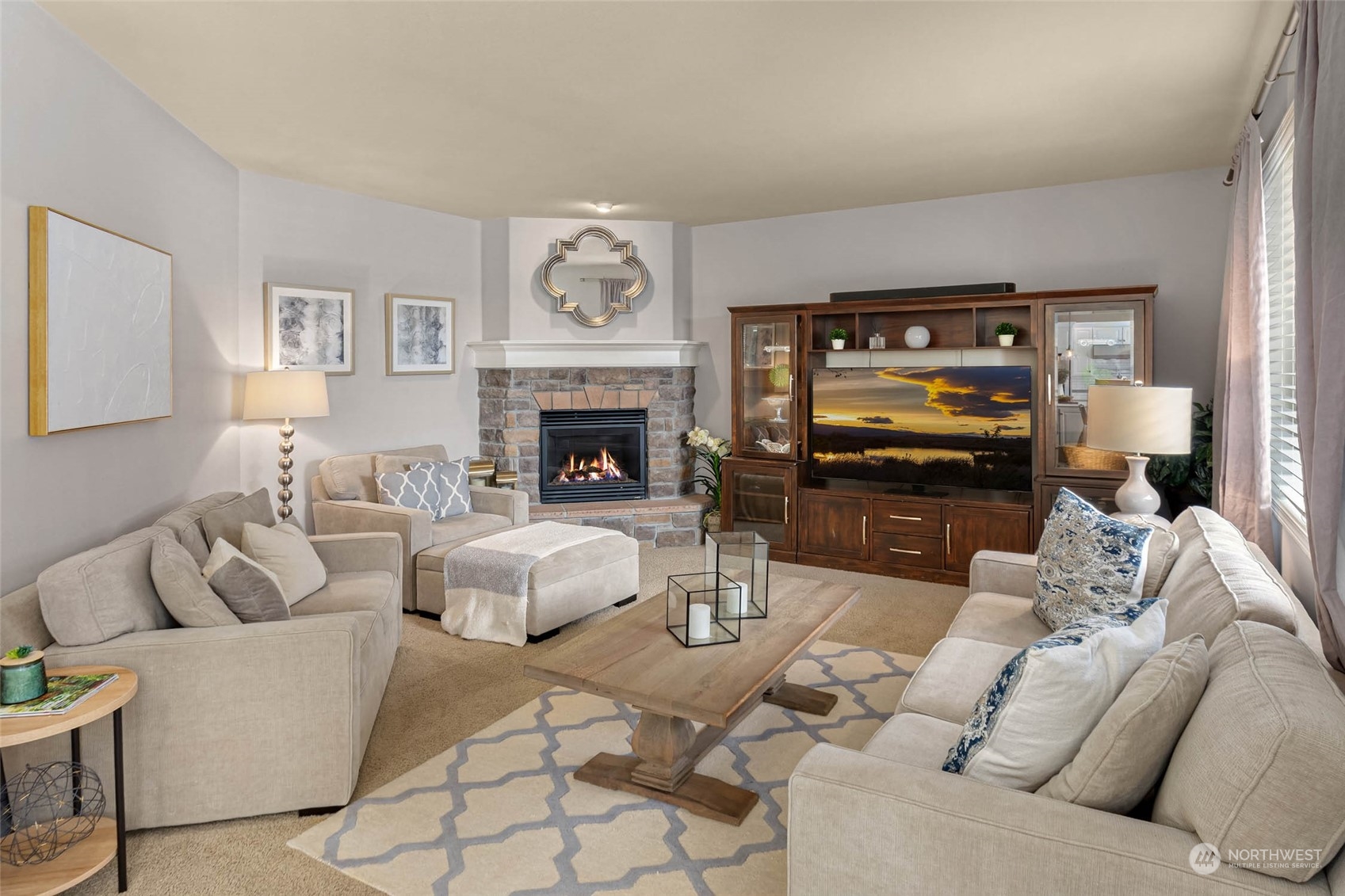 3608 214th Place Southeast Bothell, WA 98021 - Photo 15 of 37 a living room with furniture and a fireplace