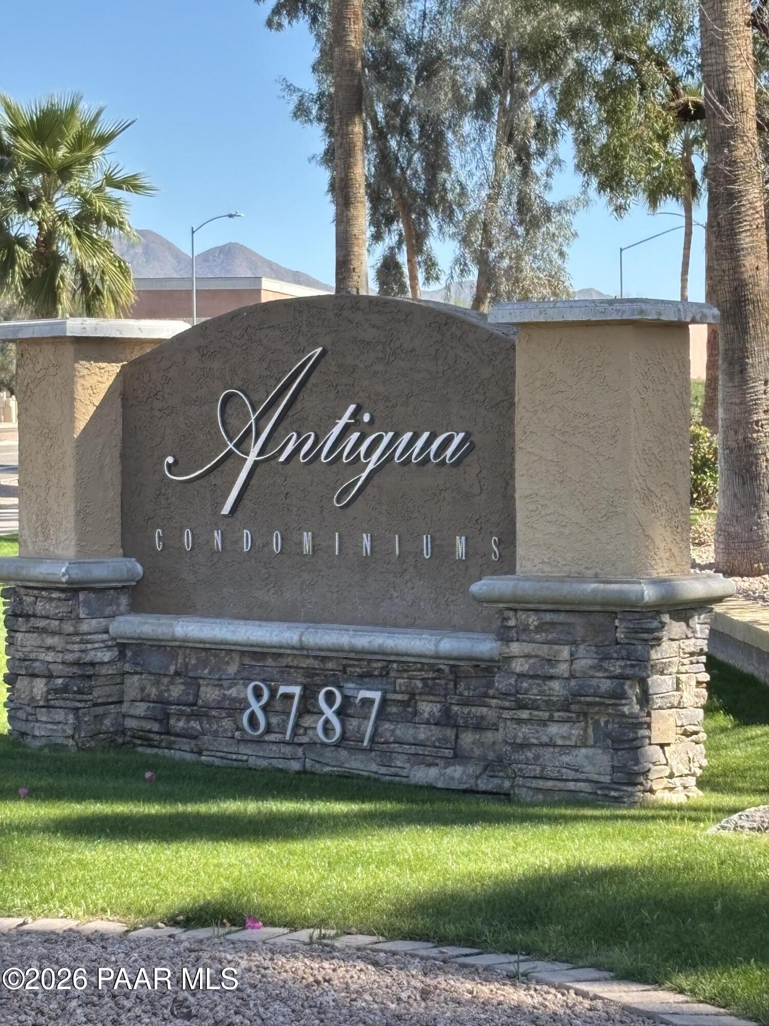8787 East Mountain View Road, Unit 1082 Scottsdale, AZ 85258 - Photo 5 of 46 a view of a sign in front of a house