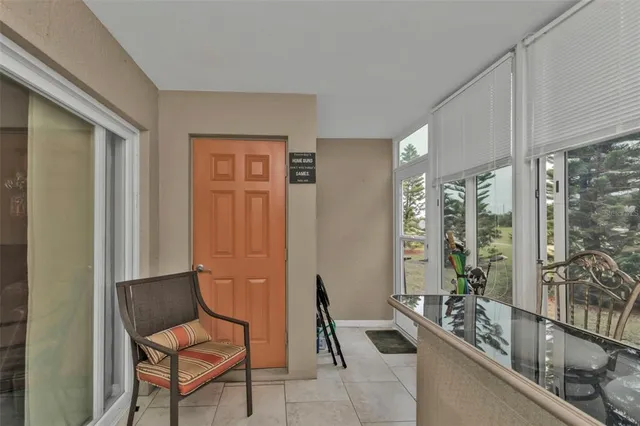 a room with patio furniture