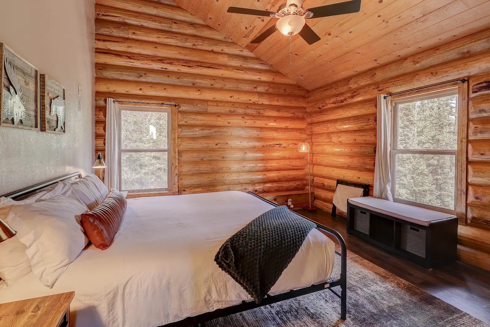 395 Miners Way Fairplay, CO 80440 - Photo 22 of 43 a bedroom with a bed and wooden floor