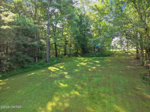 a backyard of a house with lots of green space