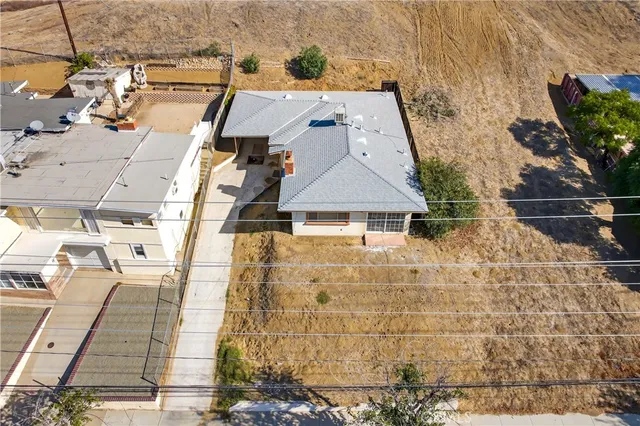 an aerial view of a house