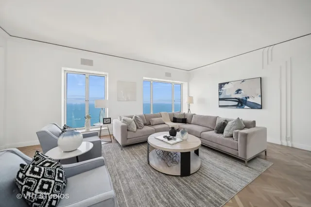 a living room with furniture and a couch