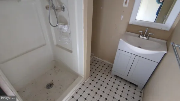 a bathroom with a sink and a shower