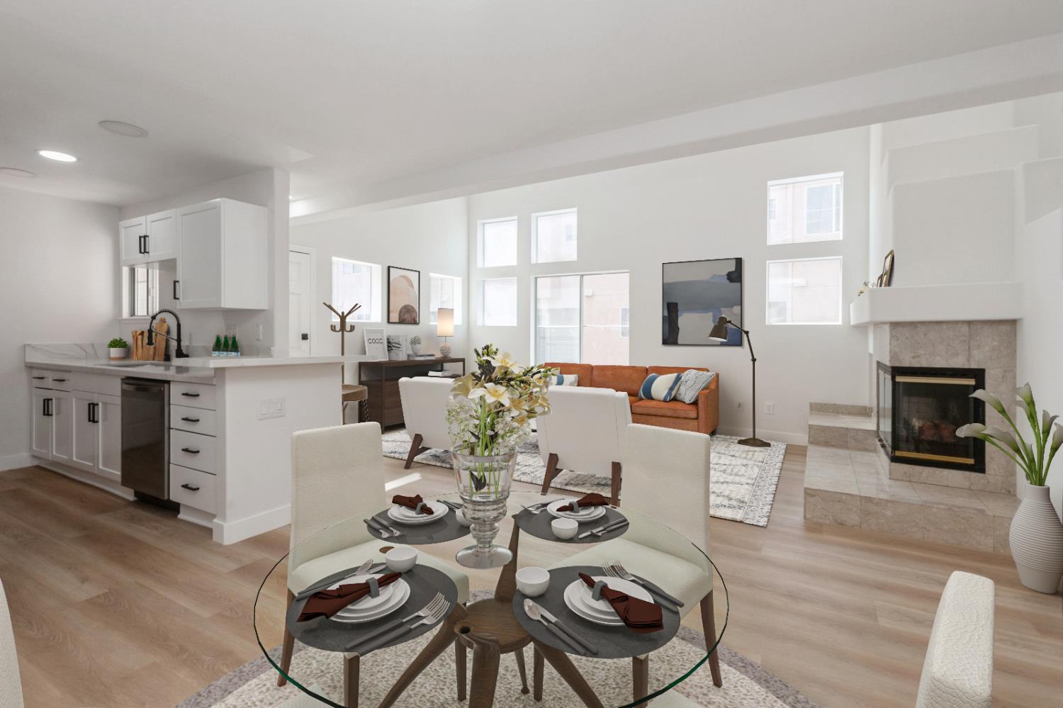 987 Asilomar Terrace, Unit 2 Sunnyvale, CA 94086 - Photo 2 of 48 a living room with furniture and a fireplace