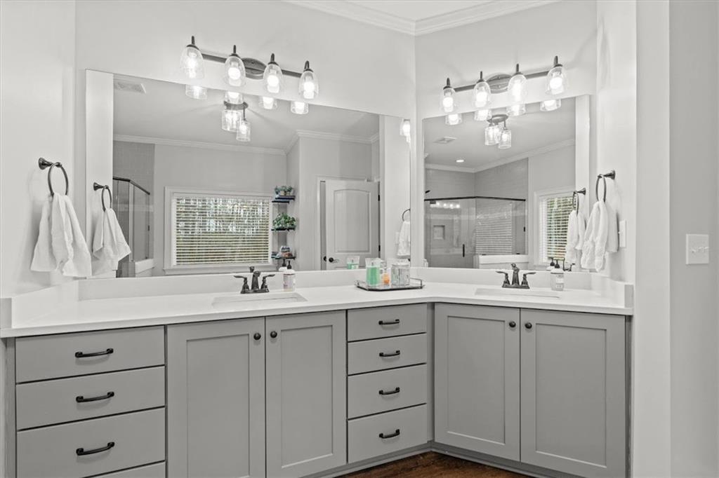 5330 North Helton Road Winston, GA 30187 - Photo 36 of 65 a bathroom with a double vanity sink mirror and