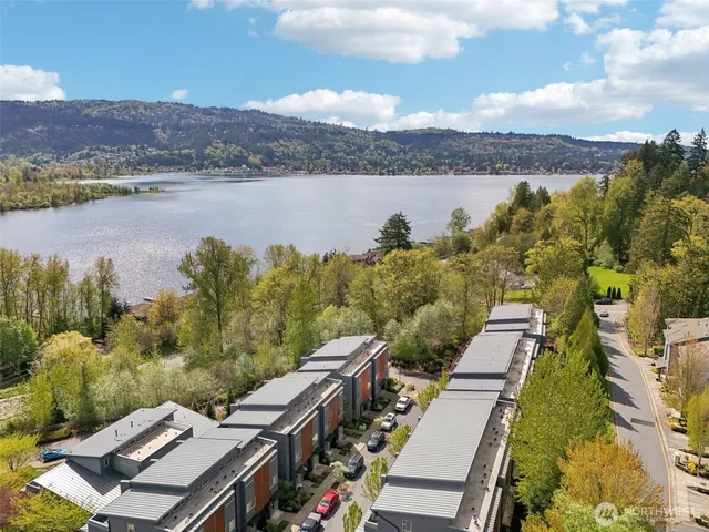 a view of a lake with a mountain