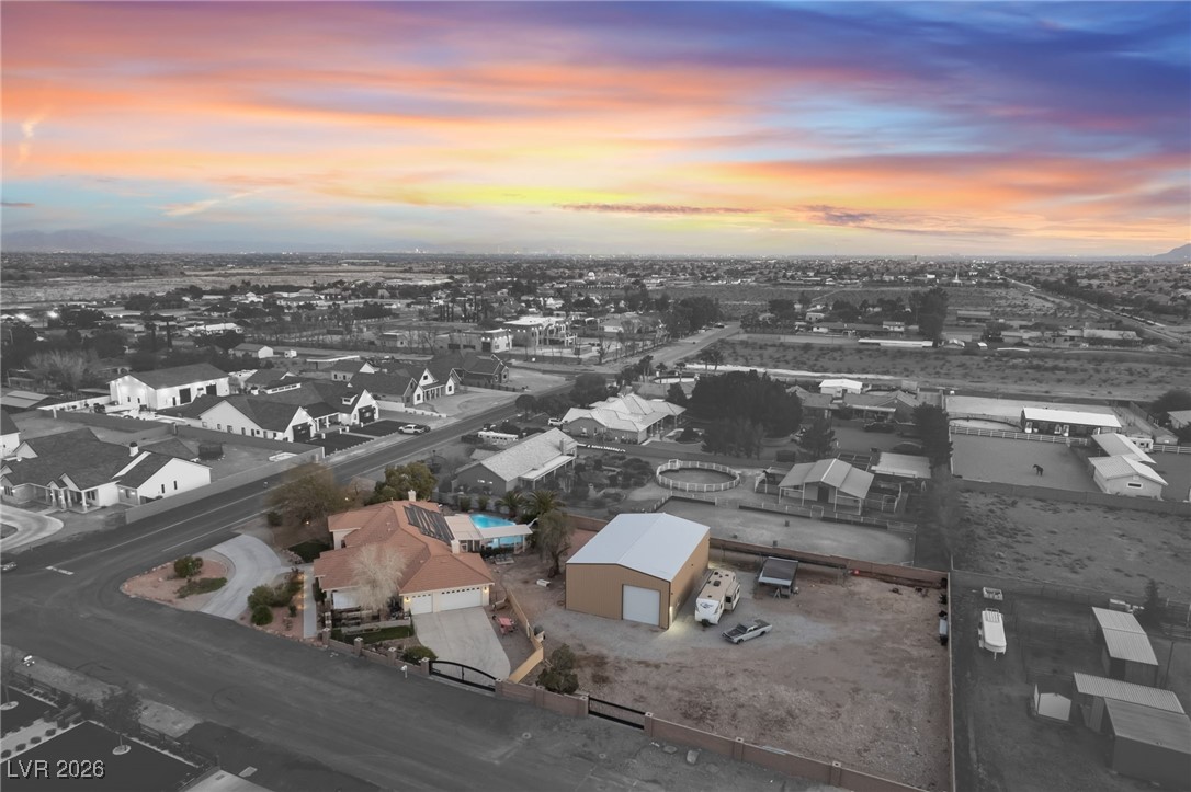 Aerial perspective of suburban area