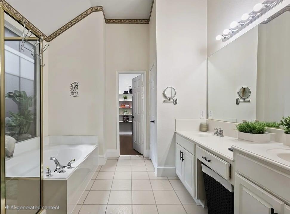 1973 Garrison Way Garland, TX 75040 - Photo 17 of 29 a spacious bathroom with a granite countertop sink mirror and bathtub