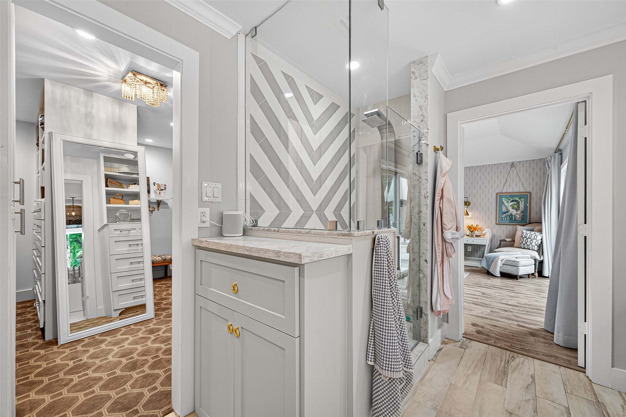 415 Ramblewood Road Houston, TX 77079 - Photo 22 of 49 Here's a view of the glass shower and huge walk-in closet.