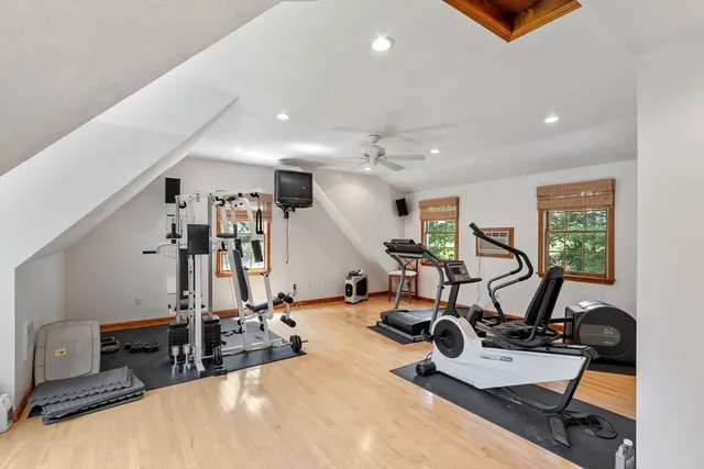 a view of a room with gym equipment