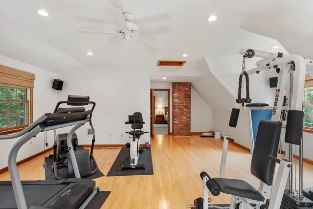 a view of a room with gym equipment