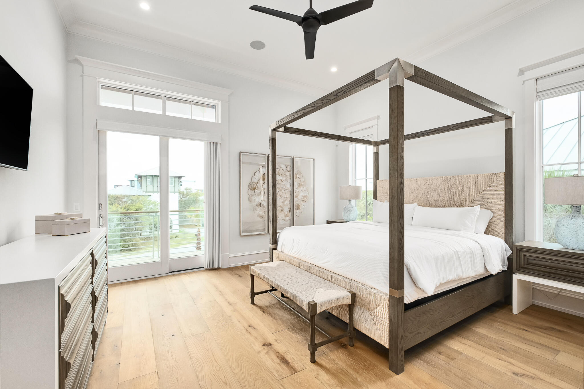 24 Brenda Ln Inlet Beach Inlet Beach, FL 32461 - Photo 29 of 55 a spacious bedroom with a bed and a flat tv screen on the dresser