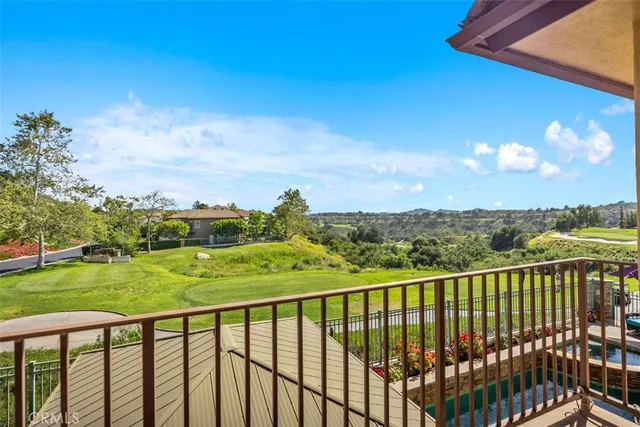 a view of a balcony with an outdoor space