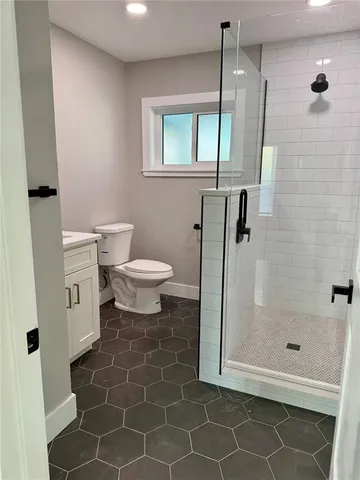 a view of a room with a large window