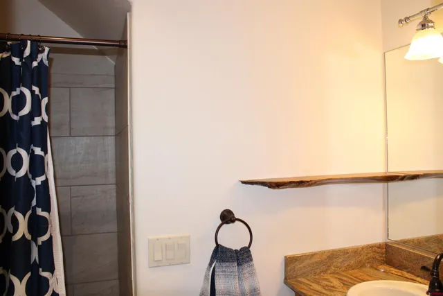 a bathroom with a shower