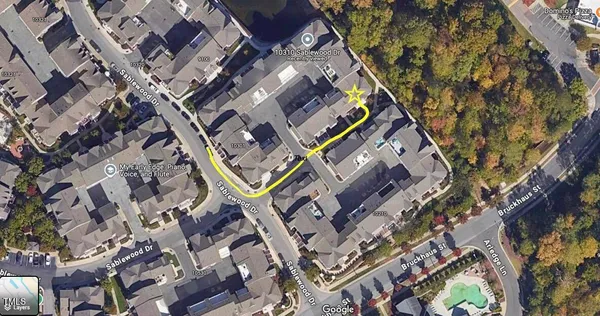an aerial view of a house