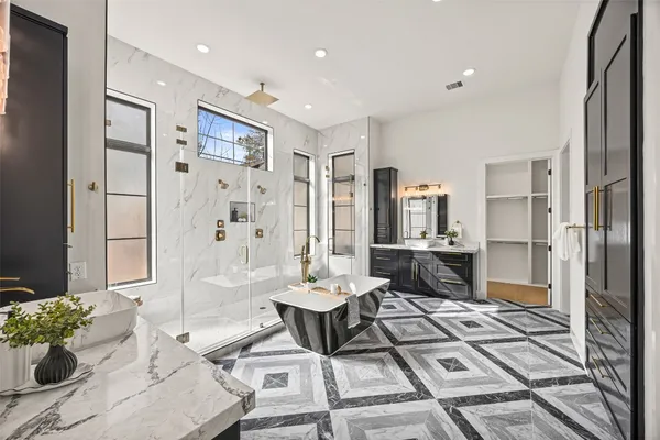 a bathroom with a bathtub