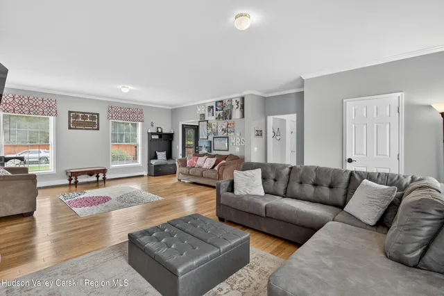 a bathroom with a sink vanity and mirror