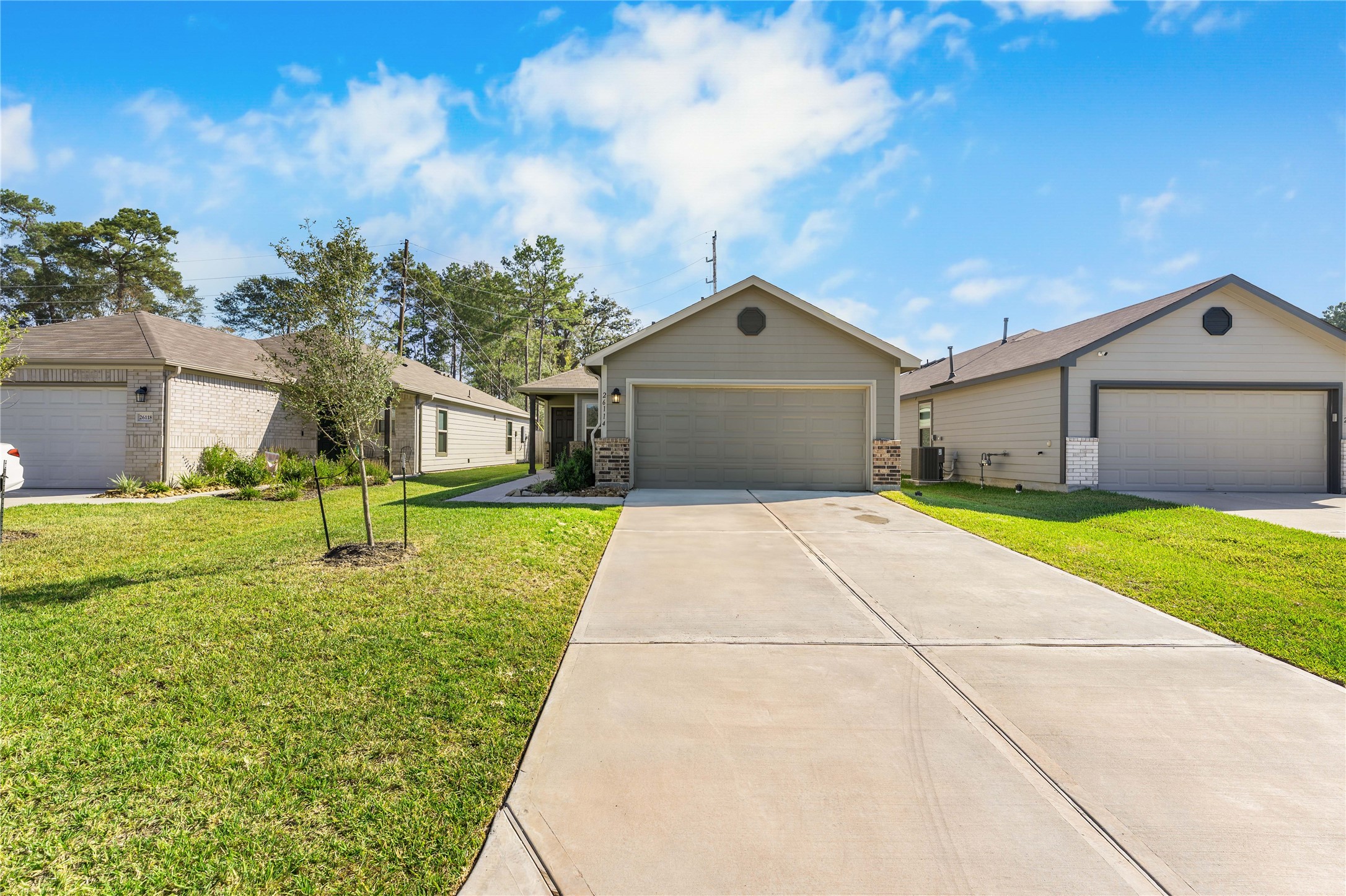 Front view of home with attached two-car garage.