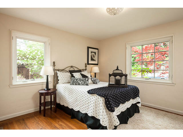 145 Cornell Road Menlo Park, CA 94025 - Photo 7 of 14 a bedroom with a bed lamp and a window