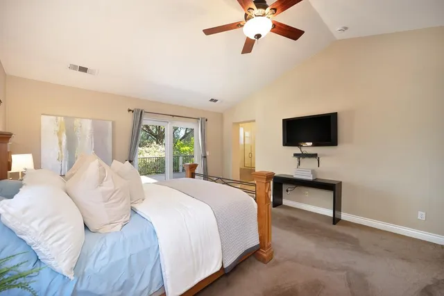 a view of outdoor space with trees all around