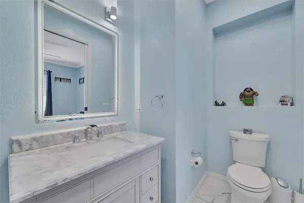 a view of a garden with plants and a pathway