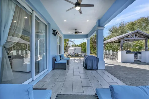 a view of outdoor space with seating area