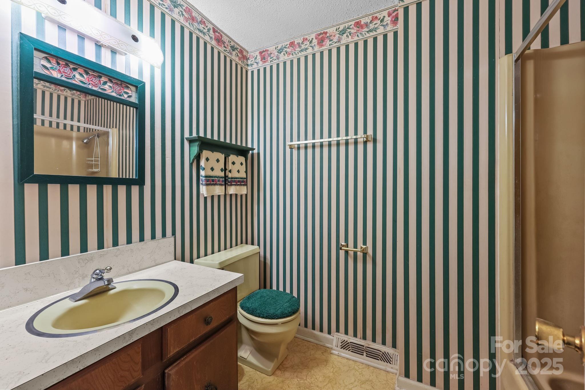 2440 Emanuel Church Road Rockwell, NC 28138 - Photo 24 of 41 a bathroom with a sink a toilet and mirror