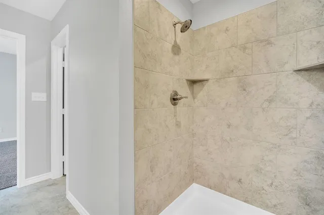 a bathroom with a shower