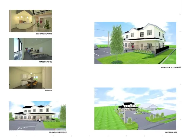 a picture of a bench in front of a building