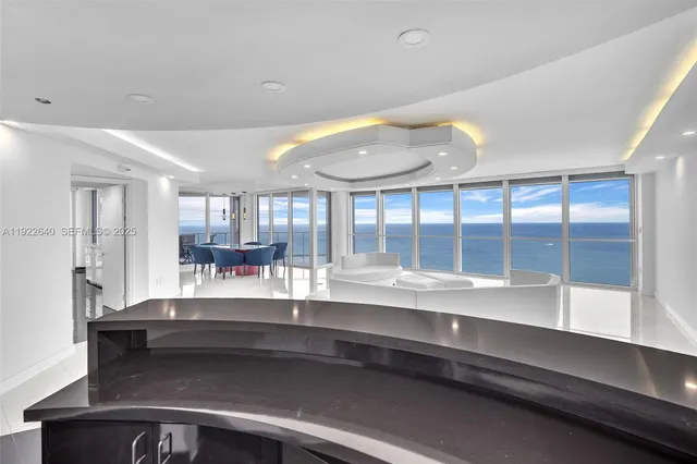 a view of an ocean from a building