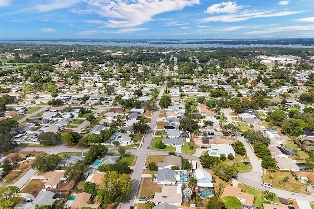 an aerial view of residential building with parking space