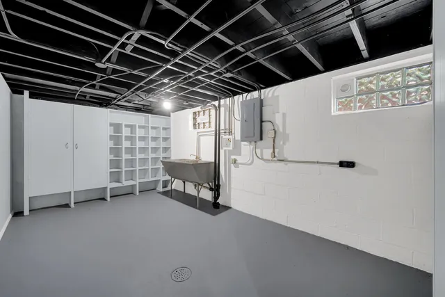 a view of a room with racks