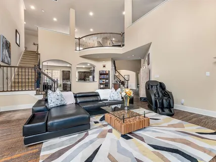 a living room with furniture