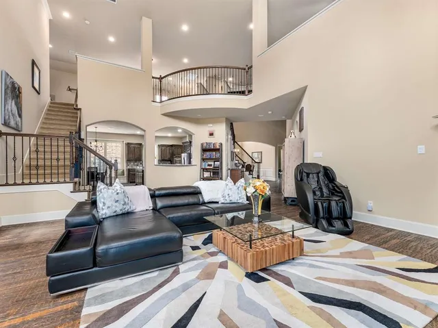 a living room with furniture