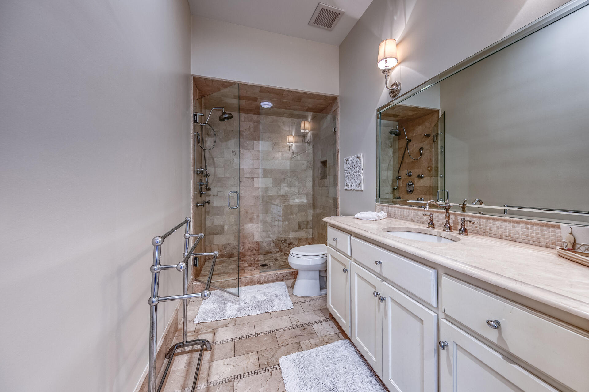 5231 East County Highway 30A, Unit E Santa Rosa Beach, FL 32459 - Photo 19 of 41 a spacious bathroom with a double vanity sink mirror double and shower