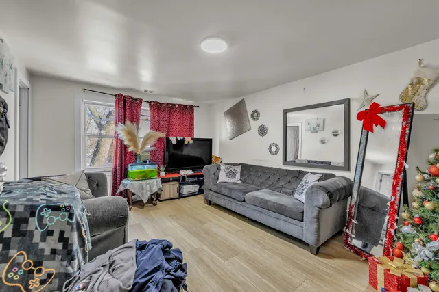 a living room with furniture and a couch