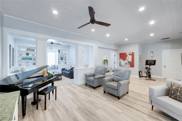 a living room with furniture
