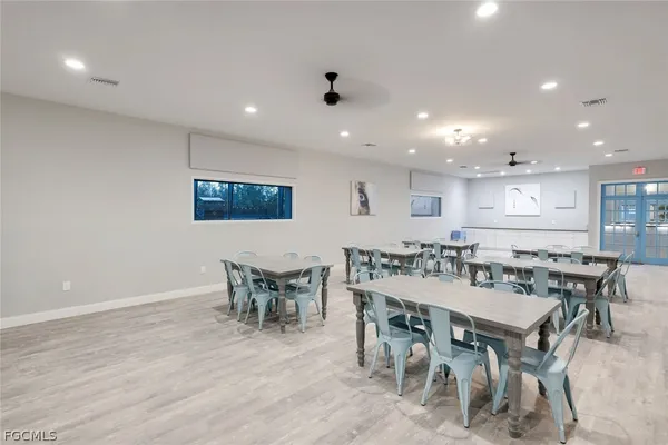a view of a dining area with furniture