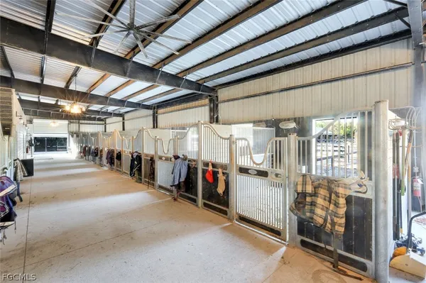 a view of a garage with furniture