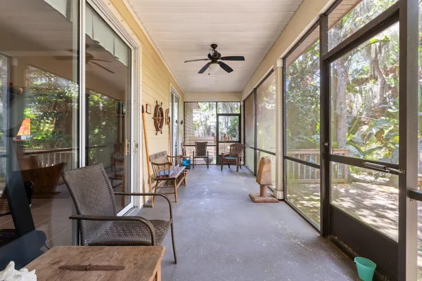 a view of backyard with deck