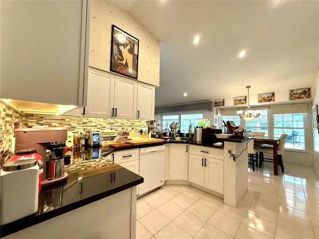 a kitchen with lots of counter top space